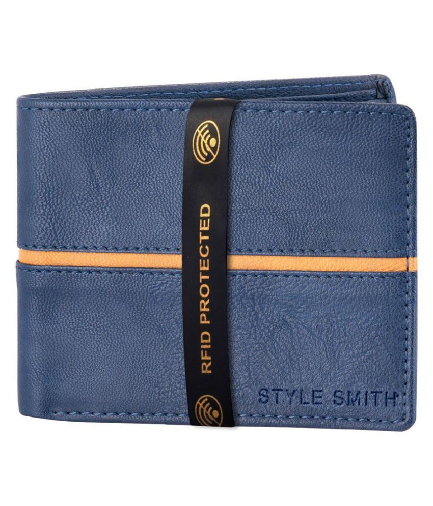     			Style Smith - Blue Faux Leather Men's RFID Wallet ( Pack of 1 )