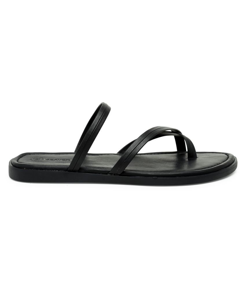 Beaver Black Leather Sandals Price in India- Buy Beaver Black Leather ...