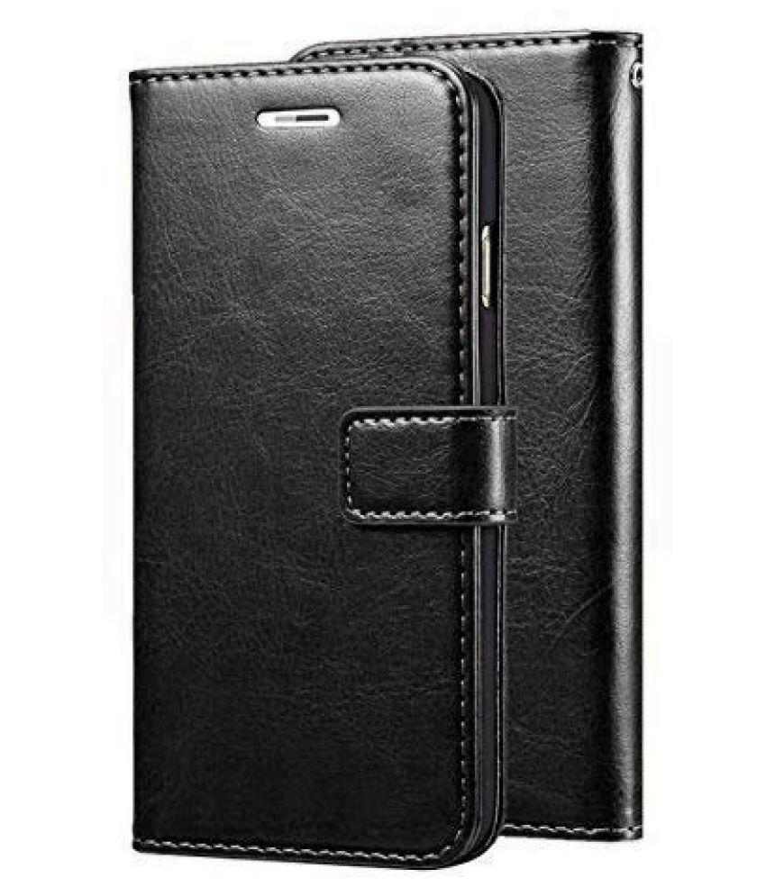     			Oppo F19 Pro Plus Flip Cover by KOVADO - Black Original Leather Wallet