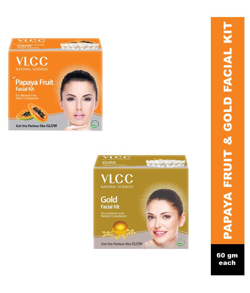     			VLCC Gold & Papaya Fruit Facial Kit Tube Packing, 60 g (Pack of 2)