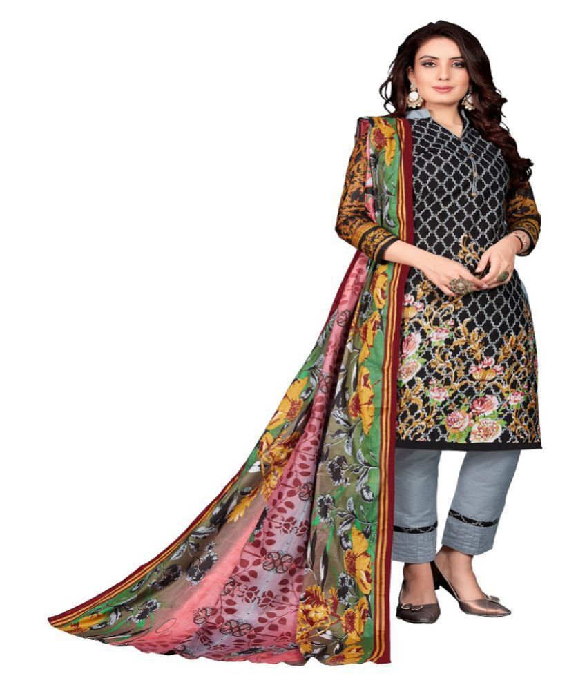 Drapes Black Cotton Unstitched Dress Material Buy Drapes Black Cotton