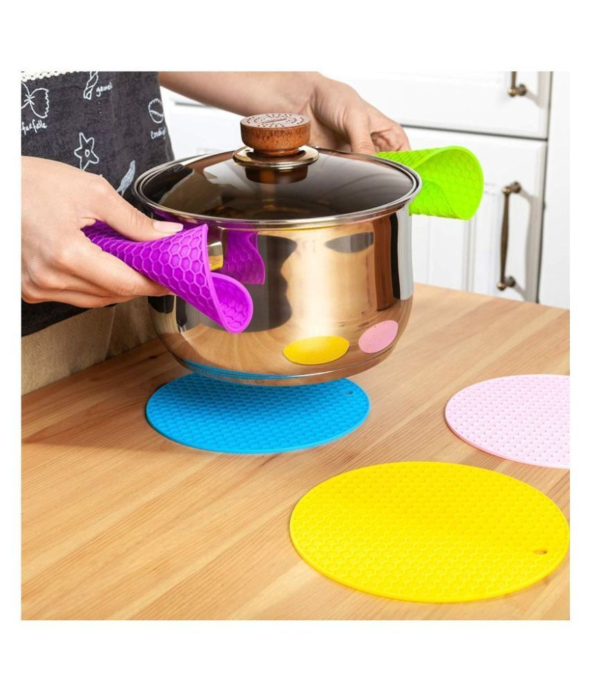 Multipurpose Silicon Round Hot pots Holder Mats Heat Resistant Disc