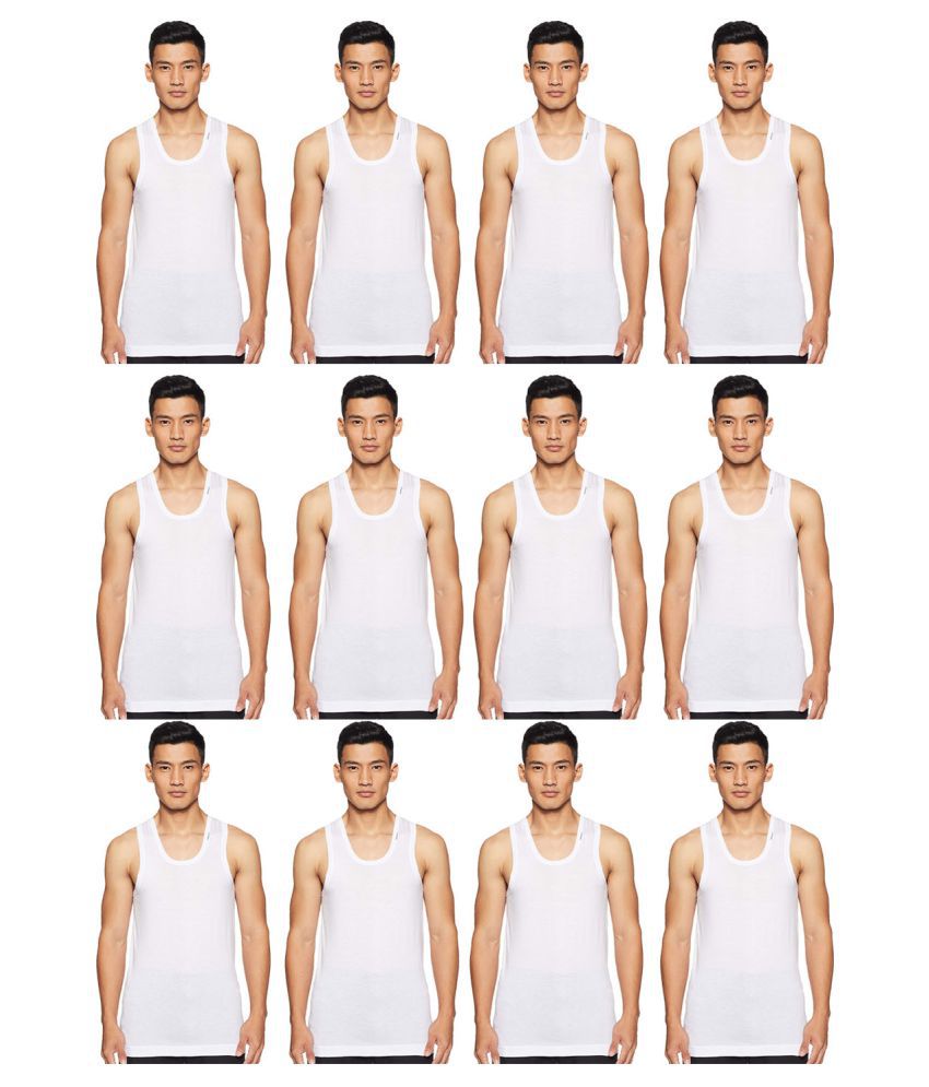     			Rupa Frontline White Sleeveless Vests Pack of 12