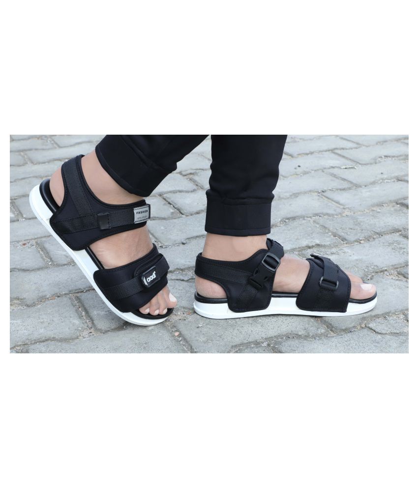 aadi men black sandals