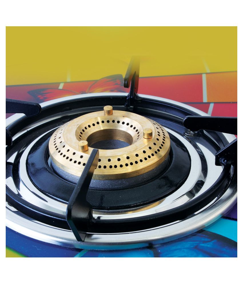Goodflame Ultra Slim 3B Ss Bk Toughened Glass 3 Brass Burner Gas Stove