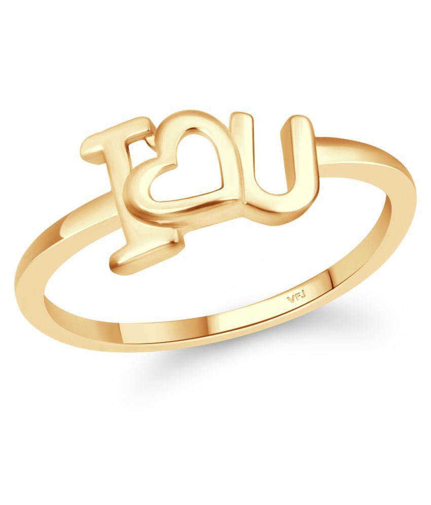     			Vighnaharta Initial I LOVE YOU  (CZ) Gold Plated Ring For Girls [VFJ1627FRG7]
