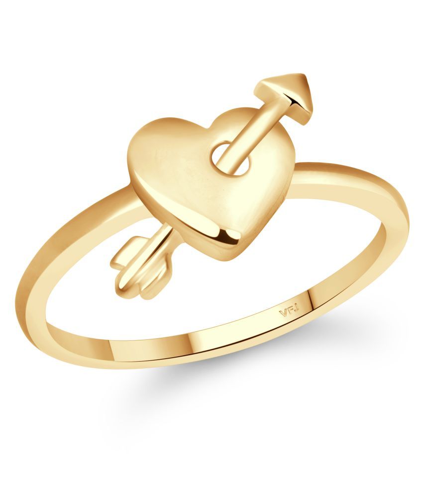     			Vighnaharta Stylish Curve Heart Ring CZ Gold Plated Alloy Ring for Women and Girls [VFJ1628FRG9]