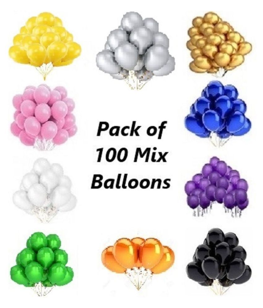     			GNGS Solid Party Decoration Balloons (Multicolor, Pack of 100)