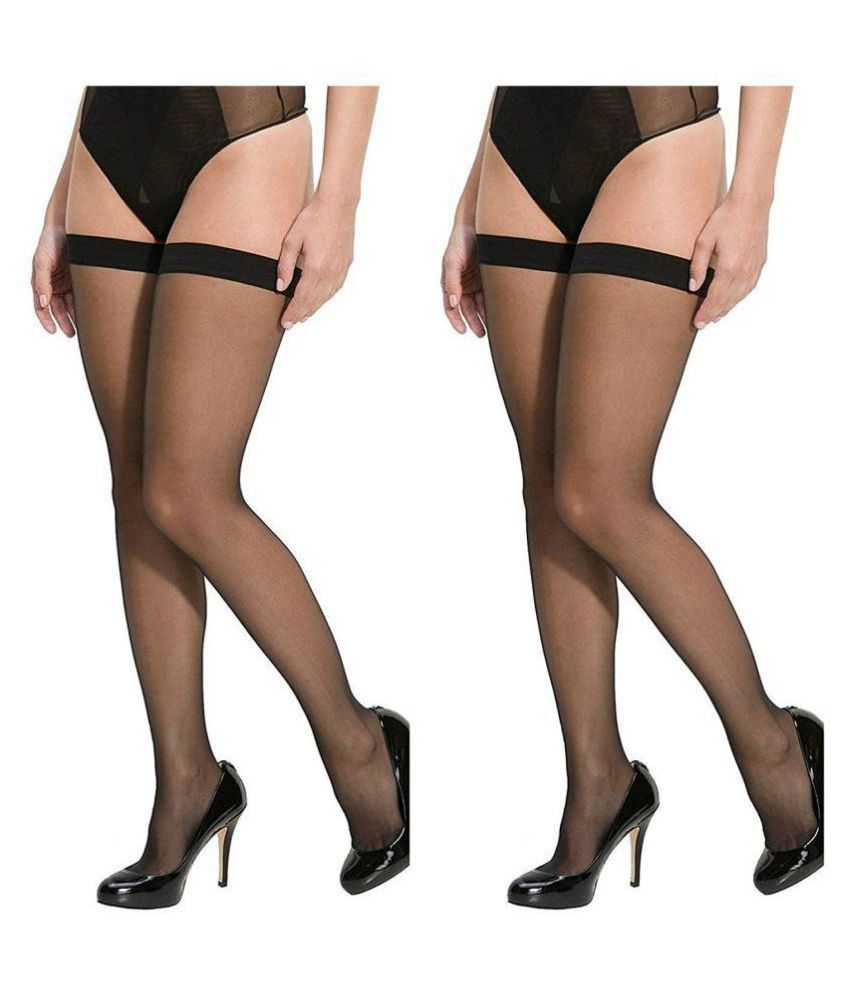     			HF LUMEN - Black Net Women's Half length Stockings ( Pack of 2 )