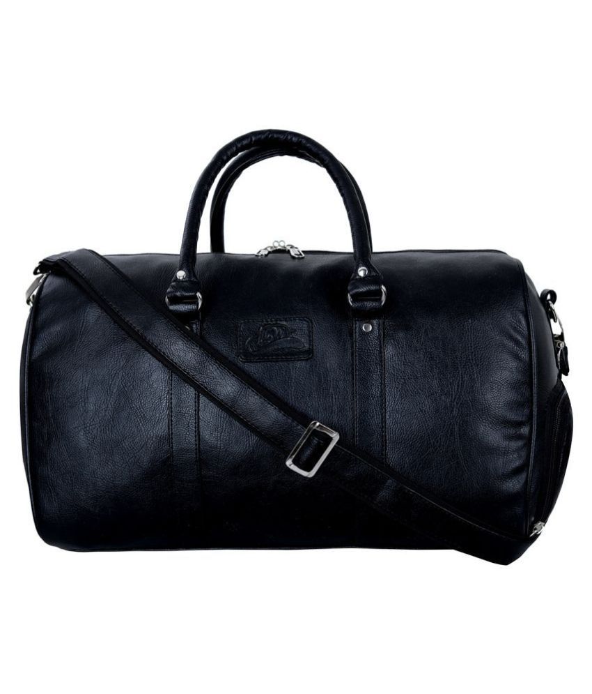 Buy Leather World Black Solid L Duffle Travel Bag Online at Best Price ...
