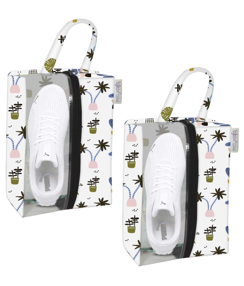     			PrettyKrafts Designer Portable Travel Half Transparent Shoe Cover|Dust-proof Shoe Organizer Space Saving Storage Bags,mushroom Set of 2