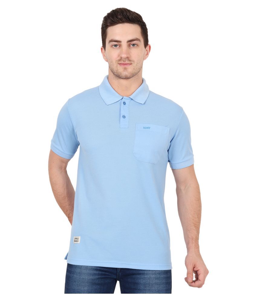     			xohy - Light Blue Cotton Blend Regular Fit Men's Polo T Shirt ( Pack of 1 )