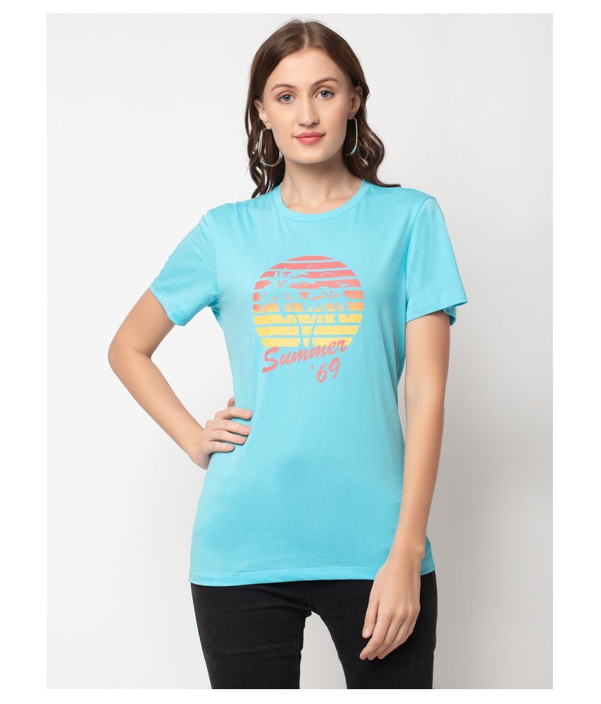     			DOOR74 Cotton Blue T-Shirts