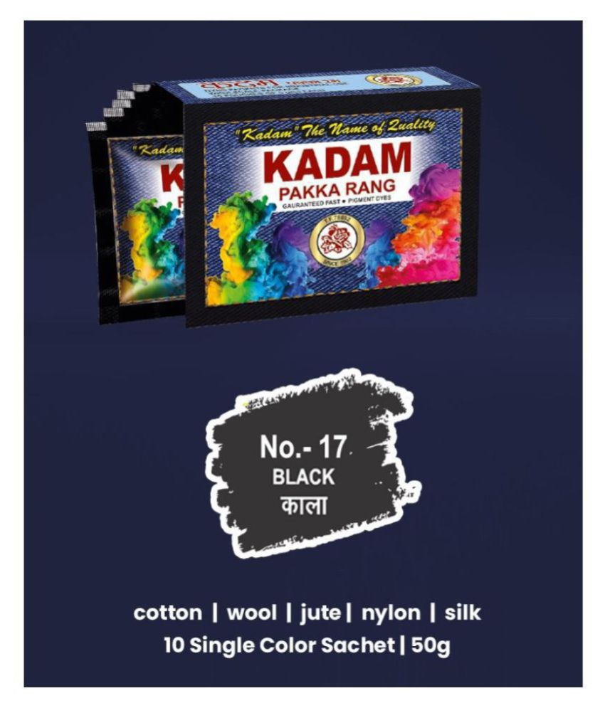     			KADAM Fabric Dye Colour, Shade 17 Black, Pack of 10 Single Color Pouches