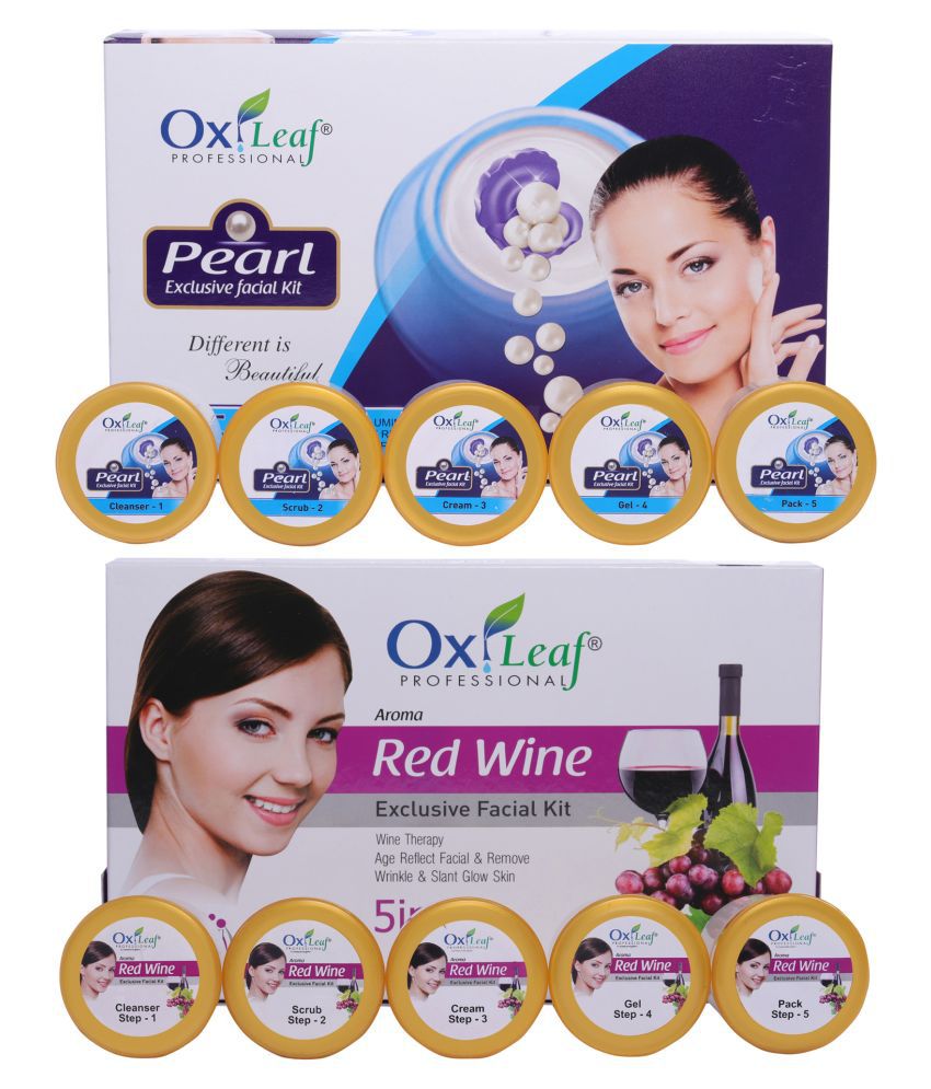     			Oxileaf Red Wine & Pearl Facial Kit 1400 g Pack of 2