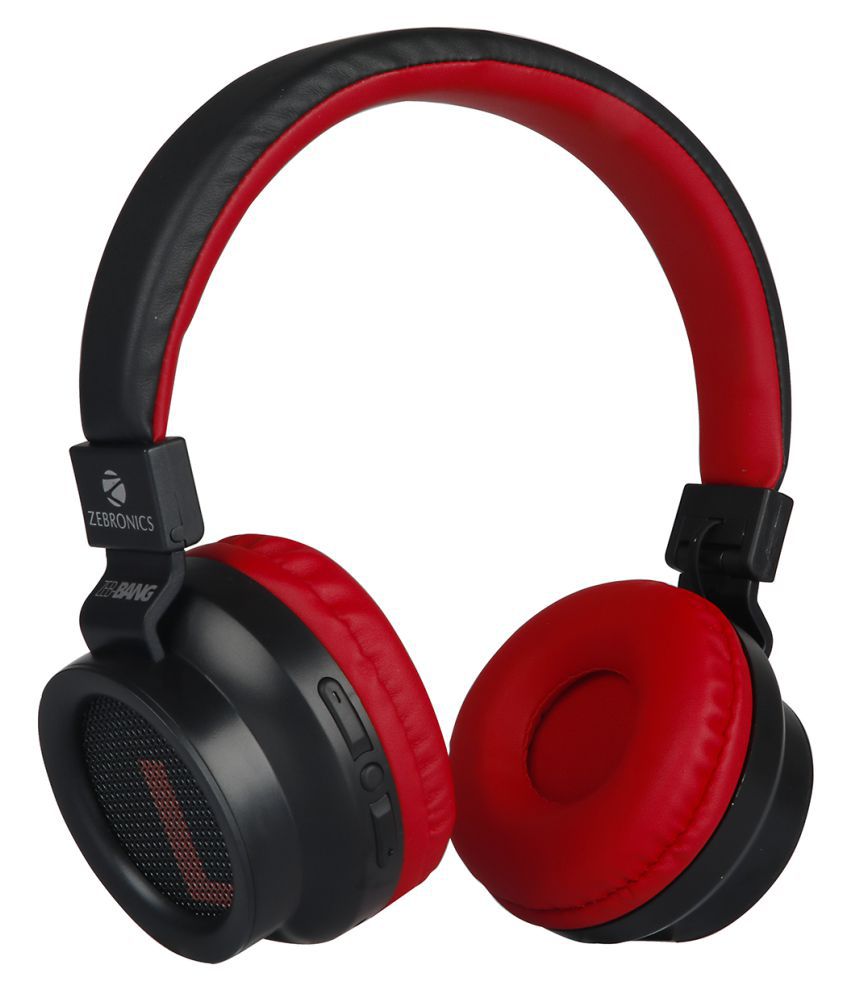 Zebronics Zeb Bang Over Ear Wireless With Mic Headphones/Earphones Red