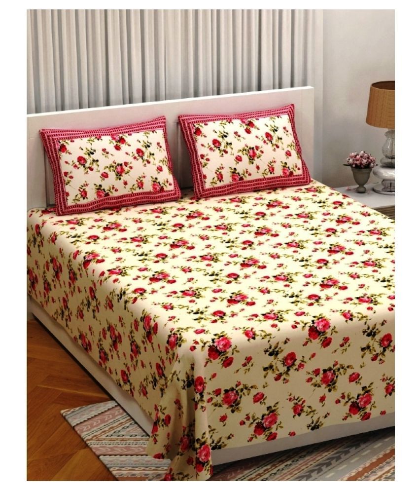 Anika Creations Cotton Double Bedsheet with 2 Pillow Covers ( 274 cm x ...