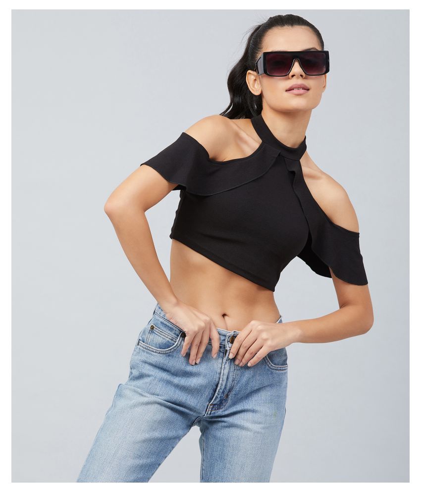     			Chimpaaanzee Polyester Crop Tops - Black