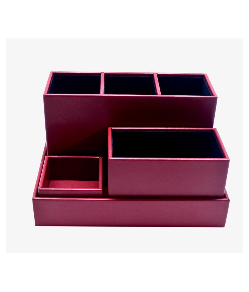 Thylable Office Table Organizer Combo for Office (Set of 4) Red Buy