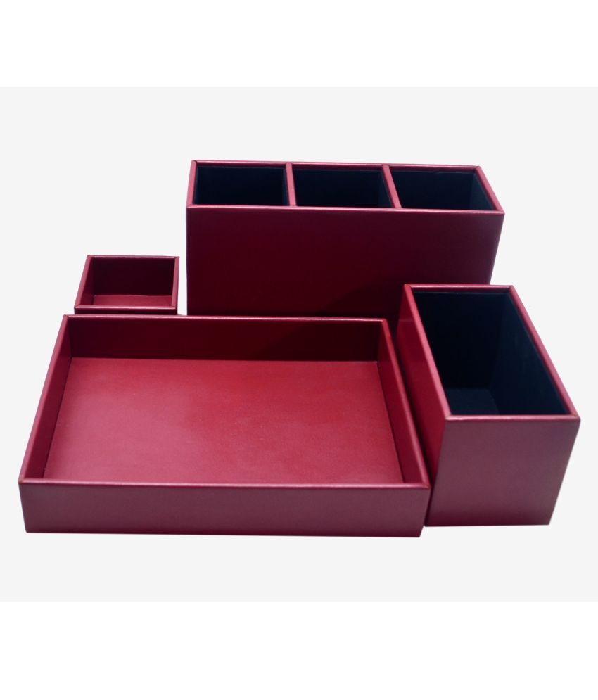 Thylable Office Table Organizer Combo for Office (Set of 4) Red Buy