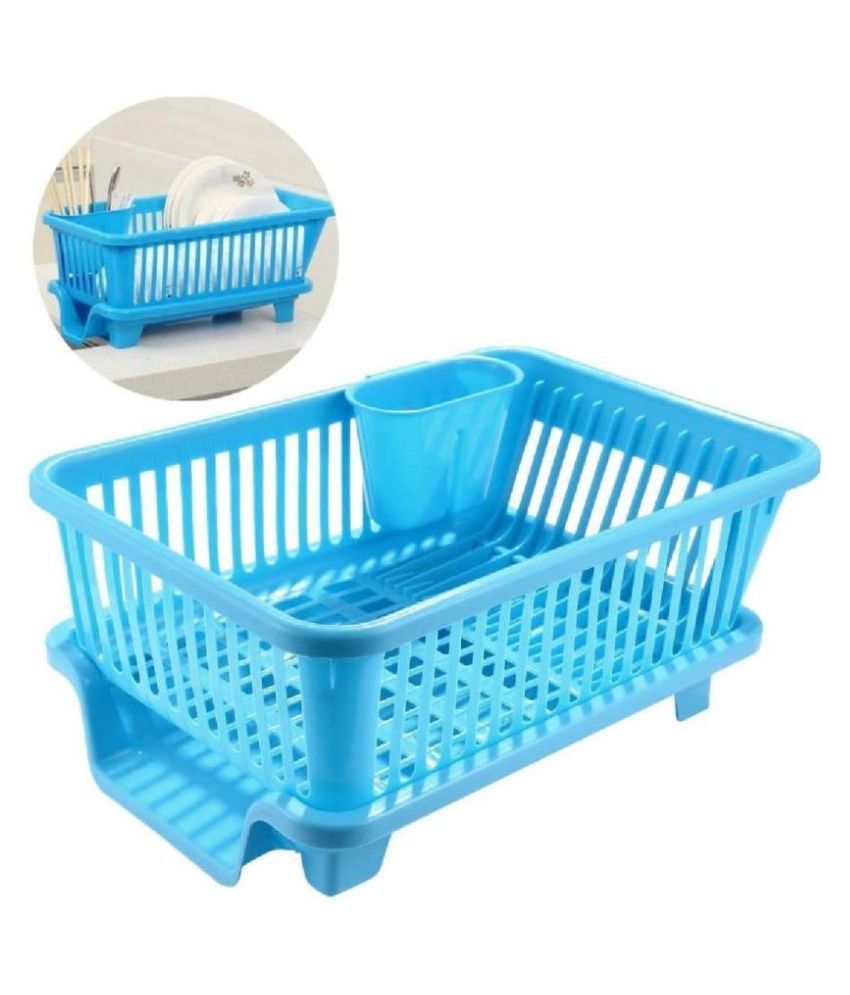 3 in 1 Large Durable Plastic Kitchen Sink Dish Rack Drainer Drying...