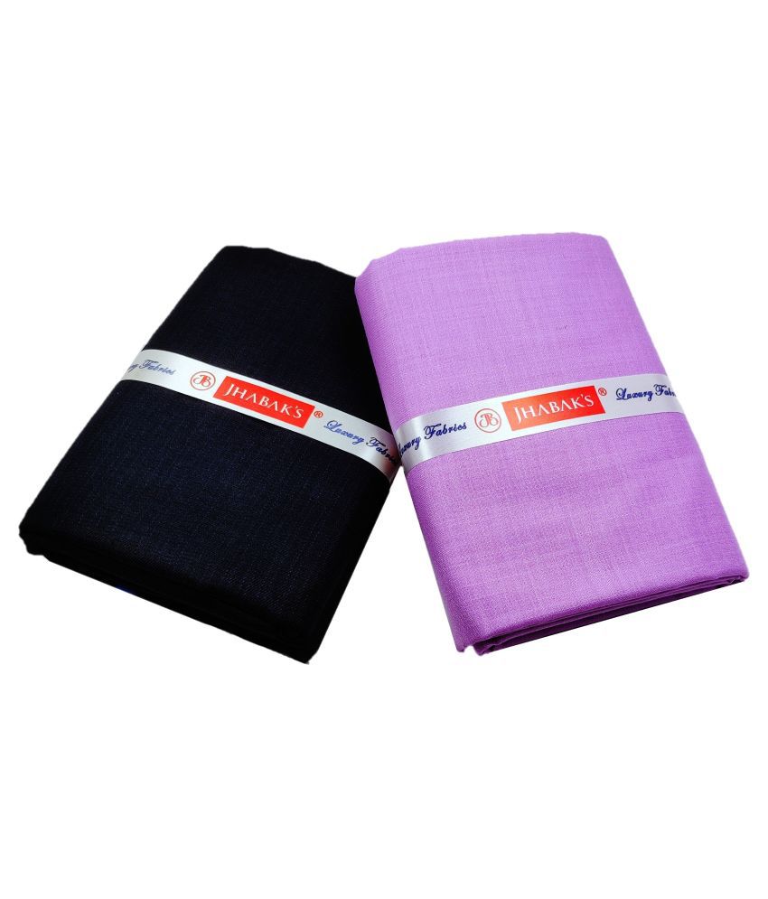 JHABAK'S Purple Cotton Blend Unstitched Shirts & Trousers 1 SHIRT & TROUSER PIECE