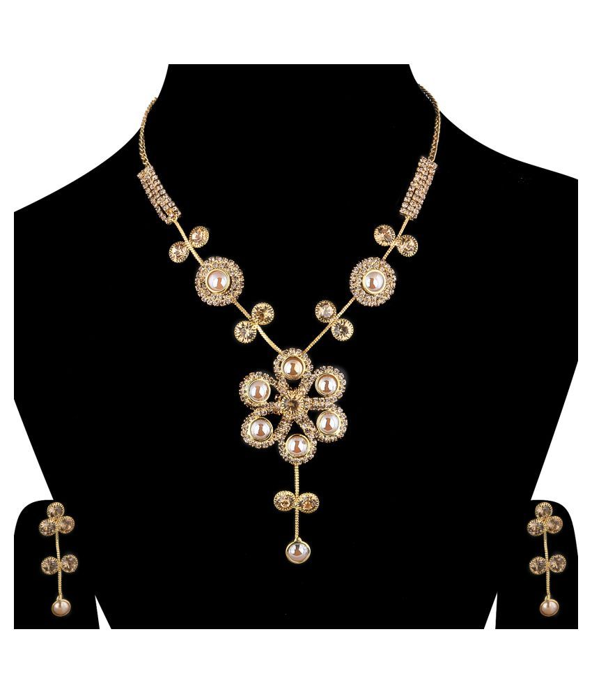     			Paola Alloy Golden Contemporary/Fashion Necklaces Set Contemporary