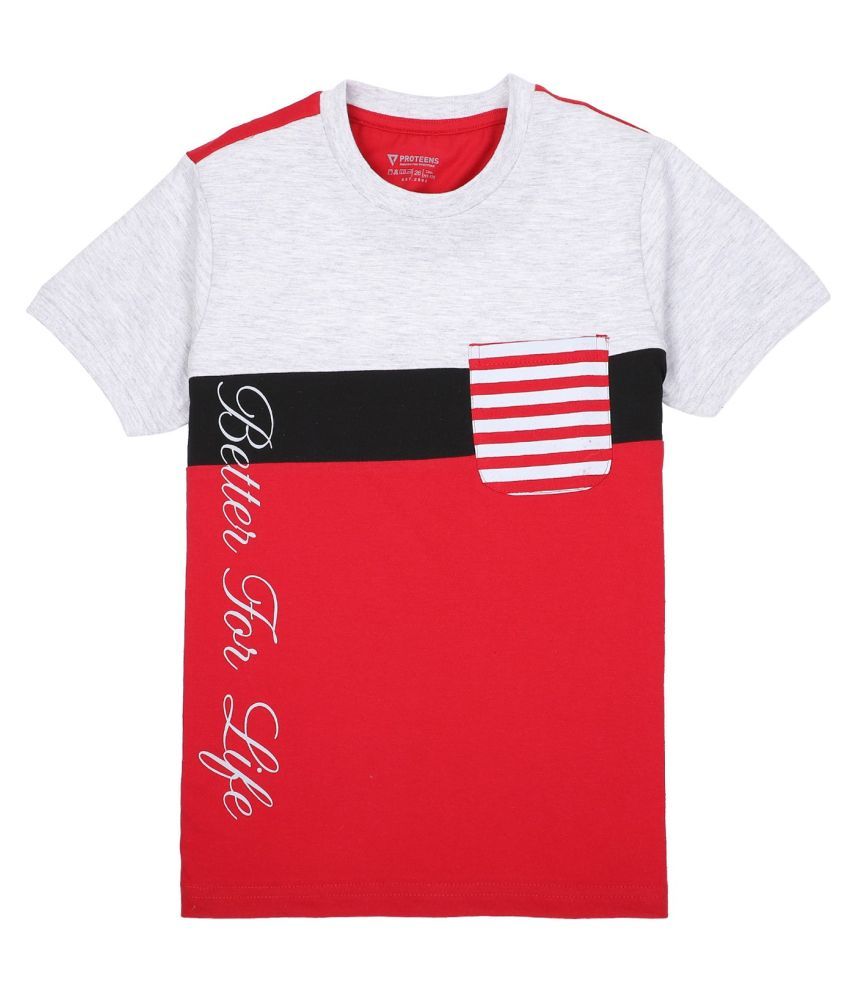     			Proteens Boys Red printed round neck T-shirts