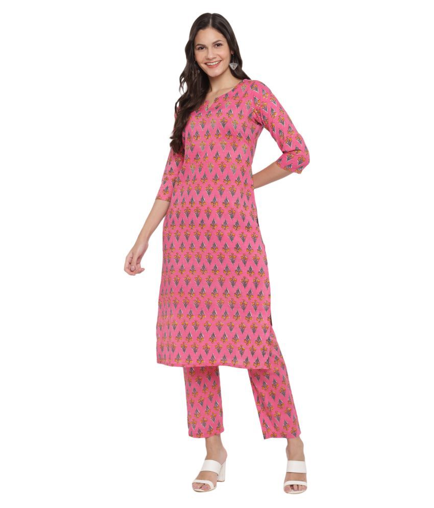     			Vbuyz Cotton Kurti With Pants - Stitched Suit