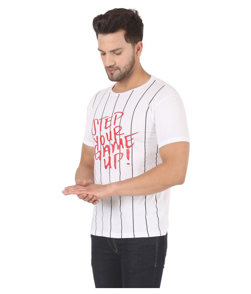 Kvetoo Cotton Blend White Printed Polo 