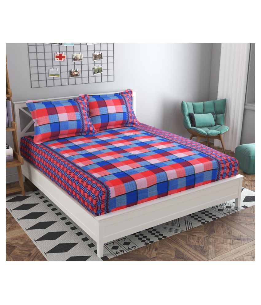 Temoli Cotton Double Bedsheet with 2 Pillow Covers ( 225 cm x 225 cm