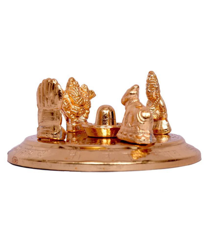     			Gold Plated Shiv Parivar With Shivling Shri Kartik Shri Ganesh Mata Parvati and Shri Nandi 8 x 10 cm for Car Dashboard / Home / Office / Perfect Gift Item |