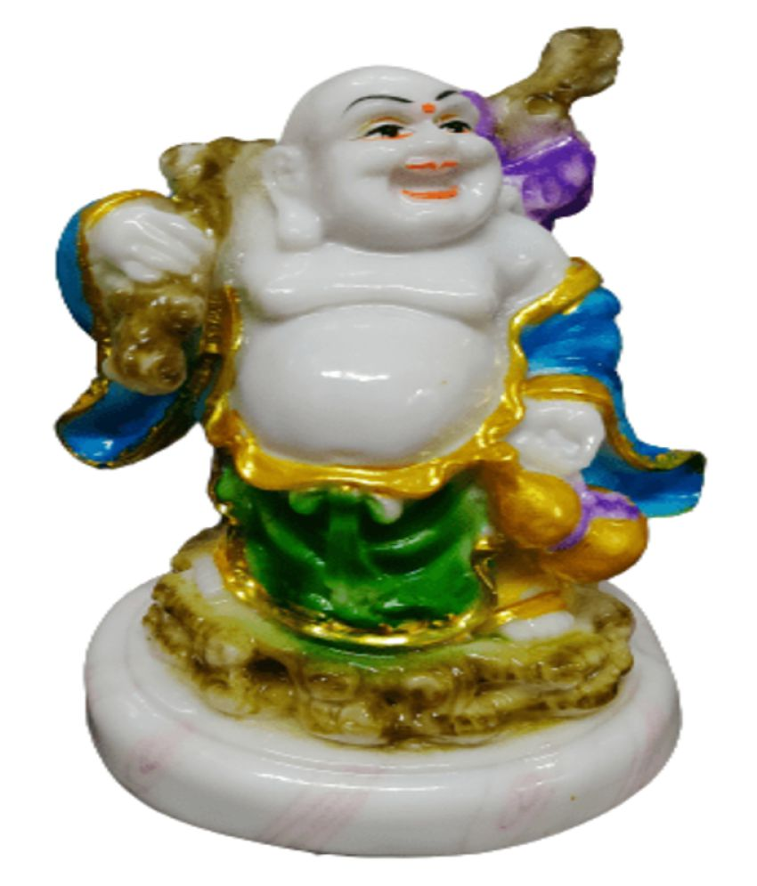 Multicolor Ceramic Laughing Buddha Holding Wu Lou in Hand: Buy