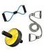 RIO PORT Ab Wheel Roller for Abdominal Core Workout Double Toning Tube Exerciser with D Handle Fitness Rope Home Gym Combo