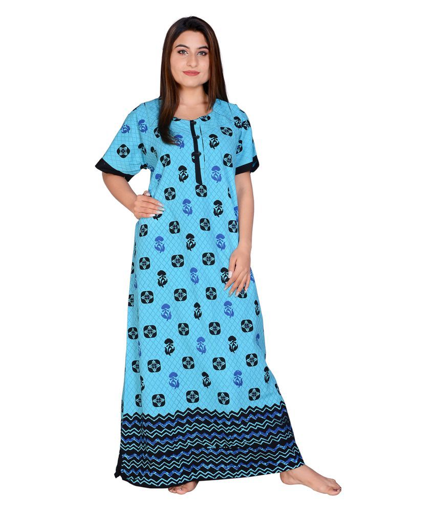     			Apratim Cotton Nighty & Night Gowns - Turquoise