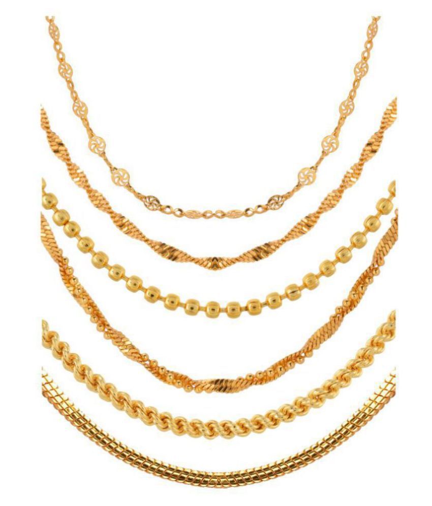     			AanyaCentric Combo of Six Gold Plated 28 inches long Fashion Jewellery Necklace Neck Chains for Men/Women/Girls/Boys