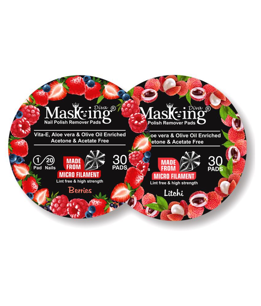 Masking Diva Berries & Litchi Nail Paint Remover Pads 40 mL
