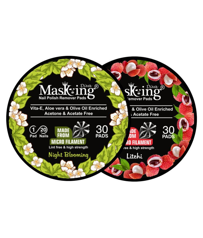 Masking Diva Night Blooming  & Litchi Nail Paint Remover Pads 40 mL Pack of 2
