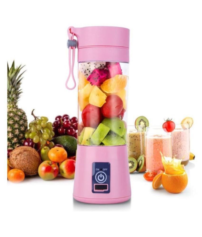     			K S TRADING Portable Electric USB Juicer, Fresh Juice Maker, Smoothie Maker,4 Blades Rechargeable (Multi color)