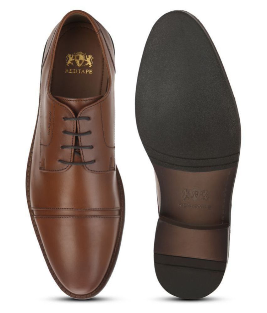 red tape tan derby formal shoes