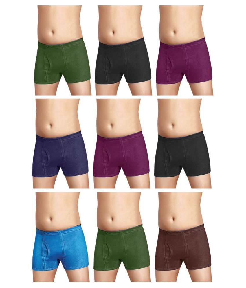     			Dixcy Josh Fine Cotton Solid/Plain Multicolour Trunk/Bloomer/Underwear/ for Kids/Boys - Pack of 9