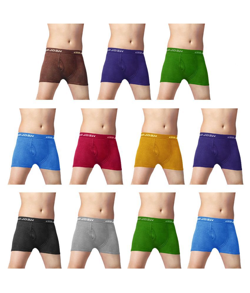     			Dixcy Josh ICD Cotton Solid/Plain Multicolour Trunk/Bloomer/Underwear/ for Kids/Boys - Pack of 11
