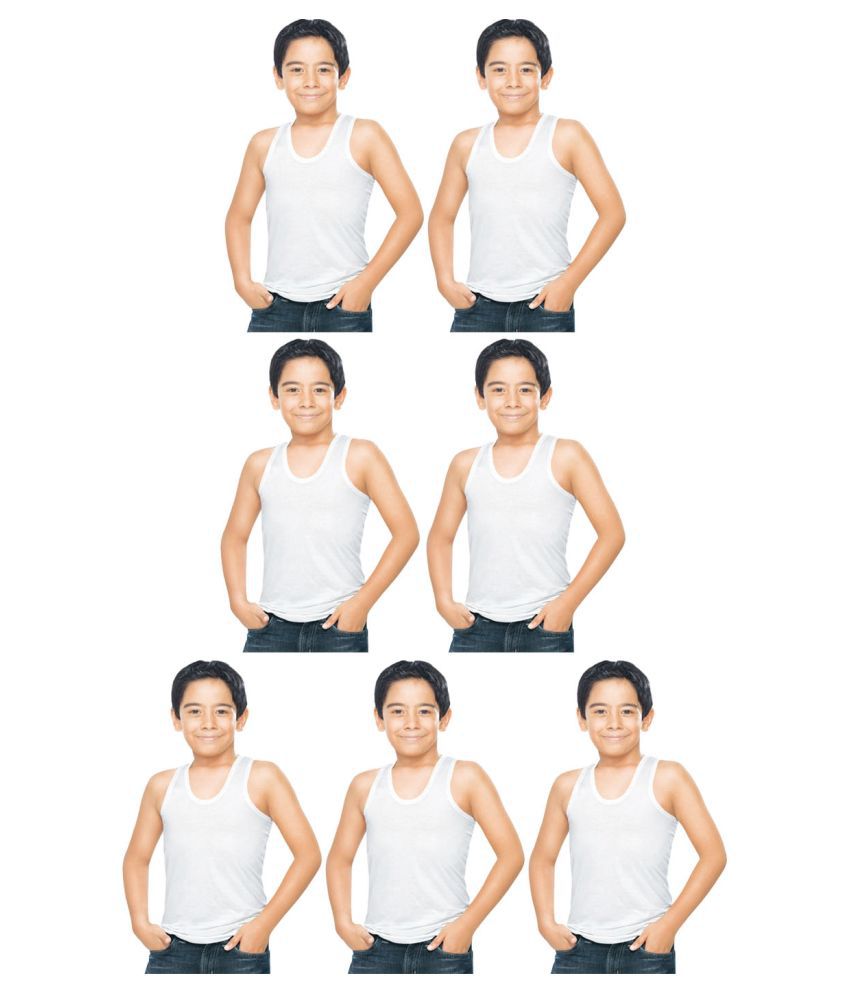     			Dixcy Scott Clasz Cotton White Sleeveless Vests for Kids/Boys - Pack of 7
