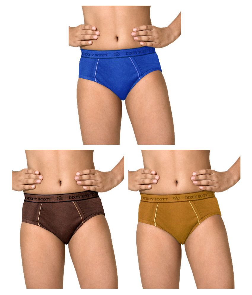     			Dixcy Scott Replay Cotton Solid/Plain Multicolour Brief/Underwear/ for Kids/Boys - Pack of 3
