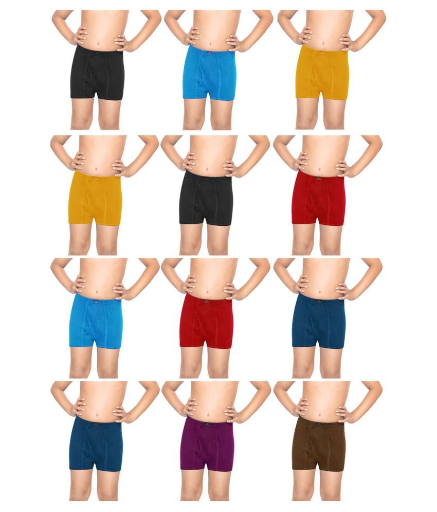     			Dixcy Scott Swish Cotton Solid/Plain Multicolour Trunk/Bloomer/Underwear/ for Kids/Boys - Pack of 12