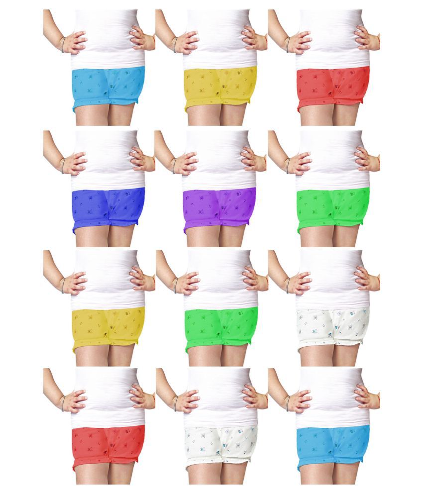     			Dixcy Slimz Priya Cotton Printed Multicolour Bloomers for Kids/Boys/Girls - Pack of 12