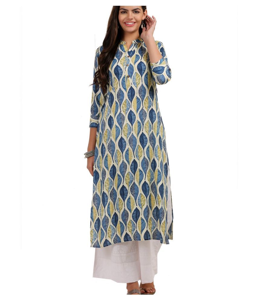     			KSUT Blue Rayon Straight Kurti