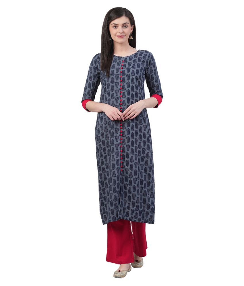     			KSUT Grey Rayon Straight Kurti