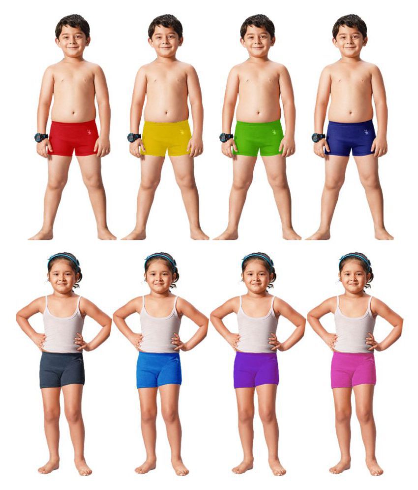     			Dixcy Josh Cotton Plain Multicolour Shorty for Kids/Boys/Girls - Pack of 8