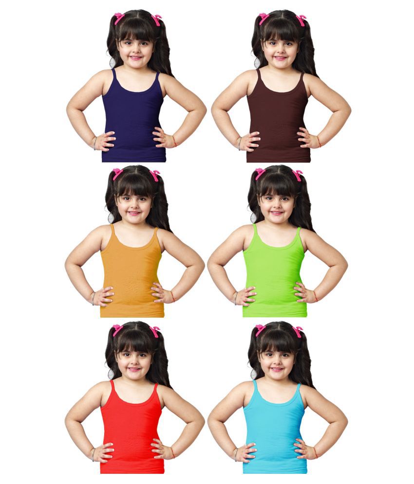     			Dixcy Slimz Pinky Cotton Multicolored Printed Girls Camisole - Pack of 6